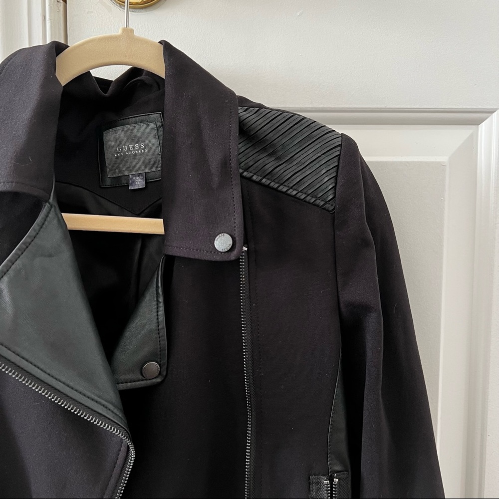 Guess black moto jacket with faux leather - Picture 3 of 13